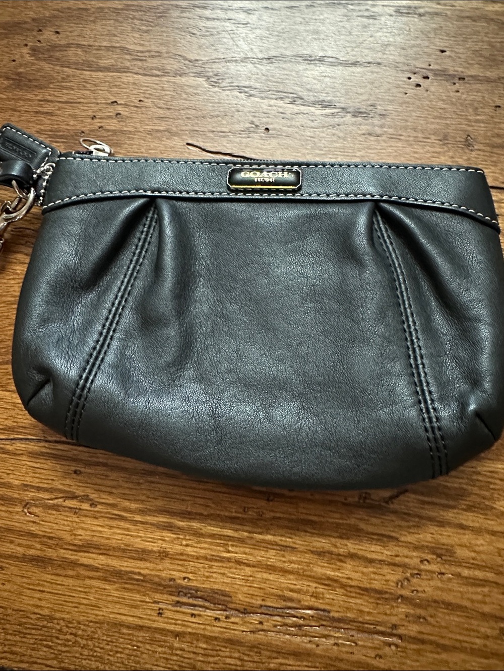 Coach Black Pebbled Leather Wristlet